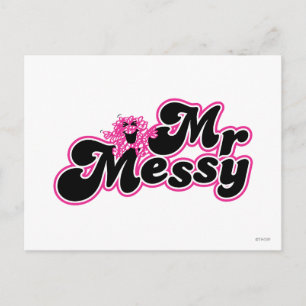 Mr. Messy Large Black & Pink Letters Postcard