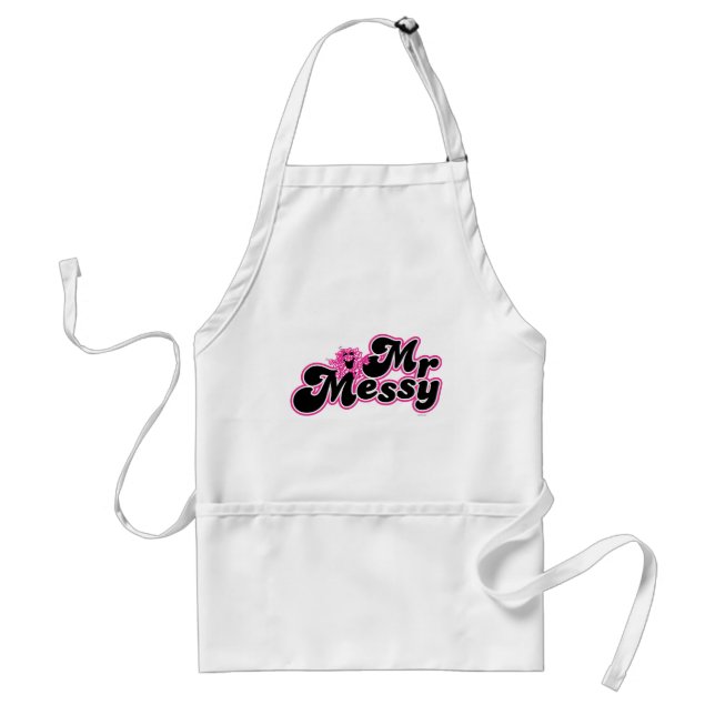 Mr. Messy | Large Black & Pink Letters Standard Apron (Front)