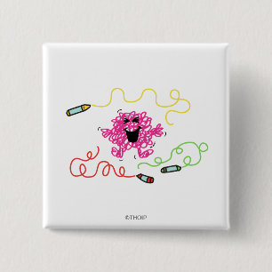 Mr. Messy Playing With Crayons 15 Cm Square Badge