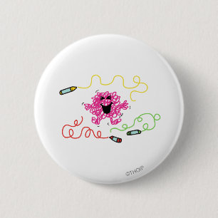 Mr. Messy Playing With Crayons 6 Cm Round Badge