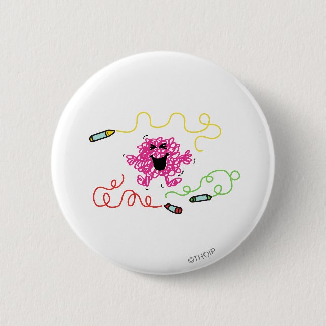 Mr. Messy Playing With Crayons 6 Cm Round Badge (Front)