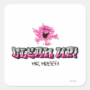 Mr. Messy Says Clean Up Square Sticker