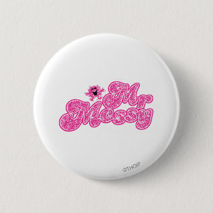 Mr. Messy Sparkling Pink Name 6 Cm Round Badge