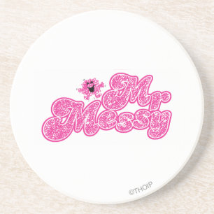 Mr. Messy   Sparkling Pink Name Coaster