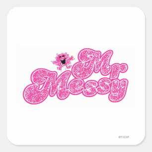 Mr. Messy   Sparkling Pink Name Square Sticker