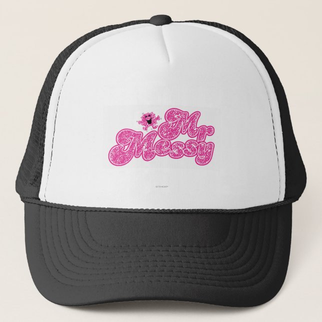 Mr. Messy | Sparkling Pink Name Trucker Hat (Front)