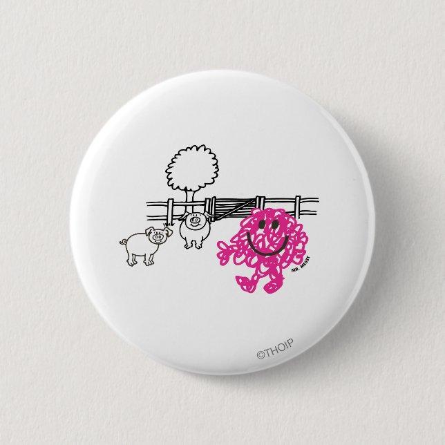 Mr. Messy & Two Pigs 6 Cm Round Badge (Front)