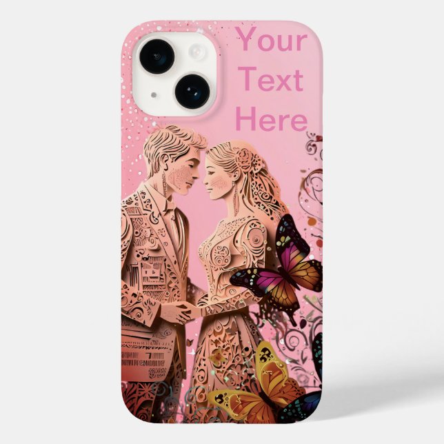 Mr & Miss Loving Couple Just Married Case-Mate iPhone Case (Back)
