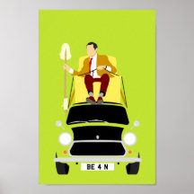 Mr. Mister Bean classic Mini car Poster