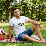 Mr. Modern Black Script Women Red Heart T-Shirt<br><div class="desc">Cute and simple "Mr." shirt in a chic Black script. Makes a great Hubby Gift Red Heart  bachelorette party or wedding gift for the future Mr. !</div>