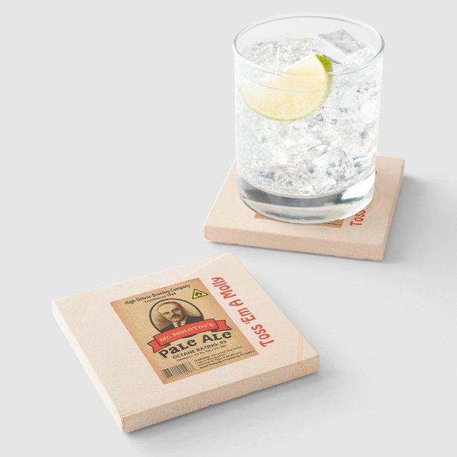 Mr. Molotov's Pale Ale Label Stone Coaster (Side)