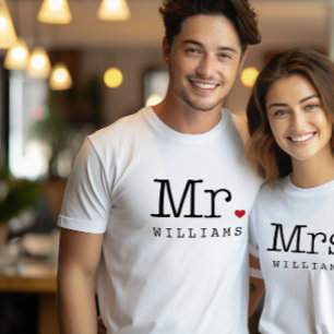 Mr Monogram Heart Last Name Wedding Tri-Blend Shirt