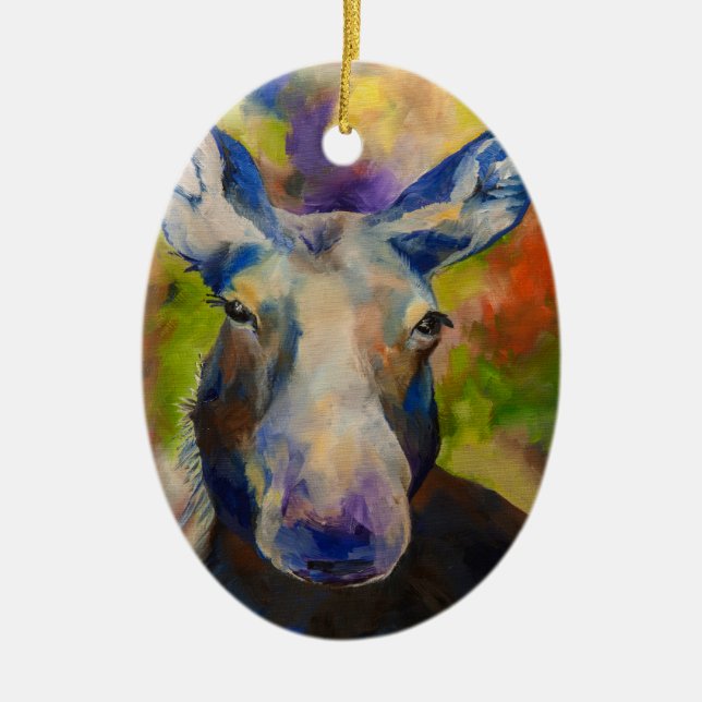 Mr. Moosey Moose Ceramic Ornament (Front)