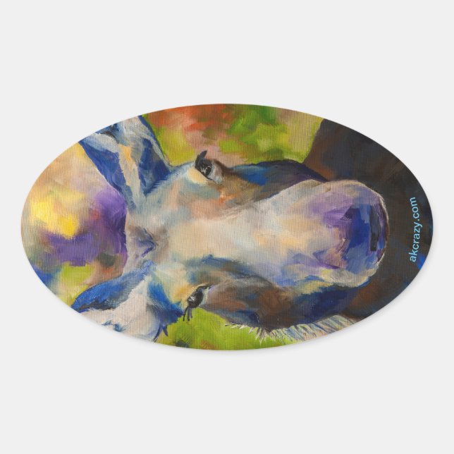 Mr. Moosey Moose Oval Sticker (Front)