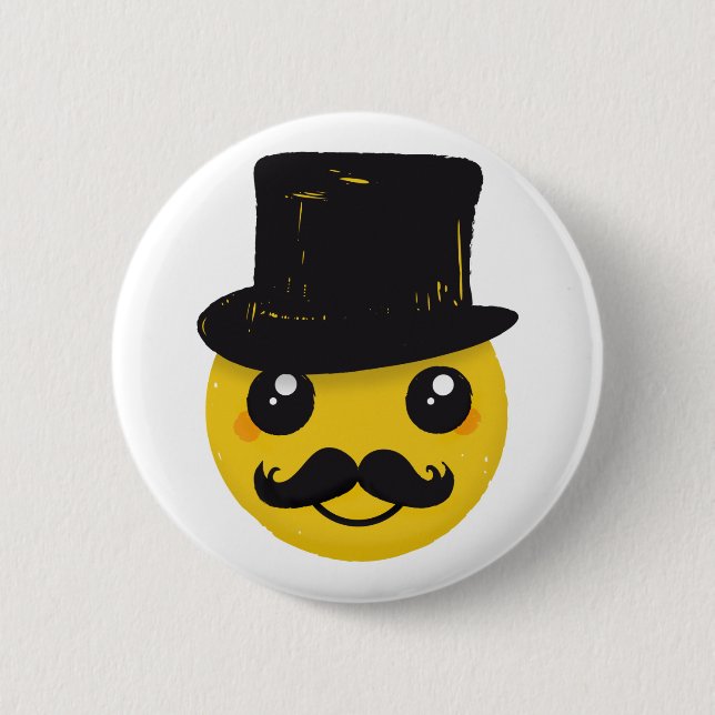 Mr Moustache 6 Cm Round Badge (Front)