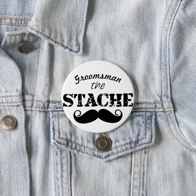 Mr. Moustache Hipster Pattern 7.5 Cm Round Badge (In Situ)