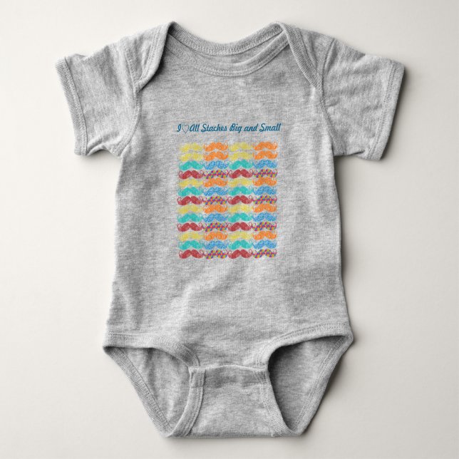 Mr. Moustache Hipster Pattern Baby Bodysuit (Front)