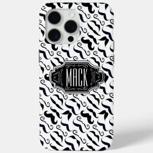 Mr. Moustache Hipster Pattern iPhone 15 Pro Max Case