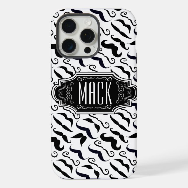 Mr. Moustache Hipster Pattern iPhone Case (Back)