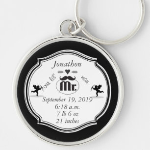 Mr. Moustache Lil Man Baby Boy Stats Key Ring