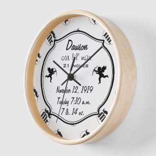 Mr. Moustache Lil Man Baby Boy Stats Wall Clock