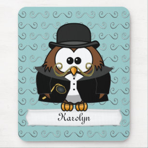 Mr. Moustache Owl Mouse Pad