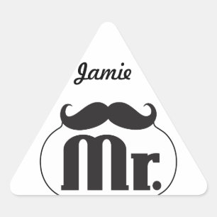 Mr. Moustache Retro Vintage Hipster Gifts Triangle Sticker