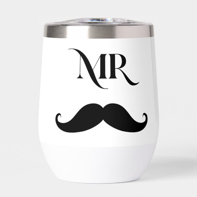 MR Moustache Wine Glass For Him  (Front)