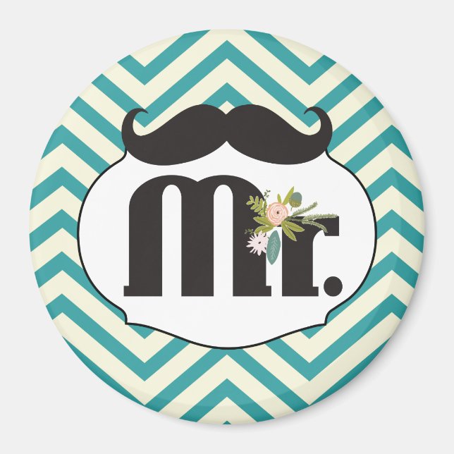 Mr. Moustache Yellow and Green Magnet (Front)