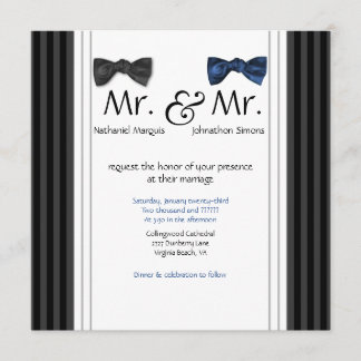 Mr. & Mr. Bow Ties & Pin Striped Wedding Invite