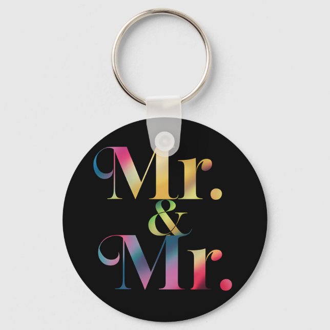 Mr. & Mr. Gay Bachelor Party Gay Marriage  Key Ring (Front)