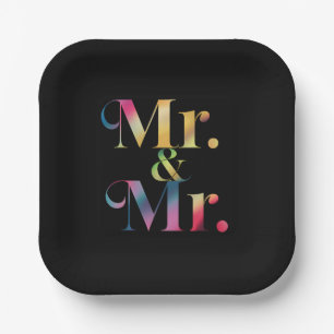Mr. & Mr. Gay Bachelor Party Gay Marriage  Paper Plate