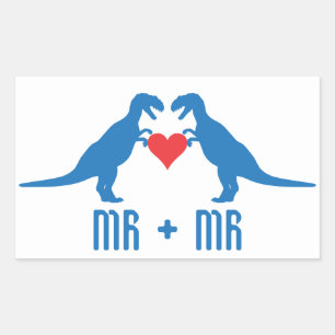 Mr+Mr- Love is Love Dinosaurs Rectangular Sticker