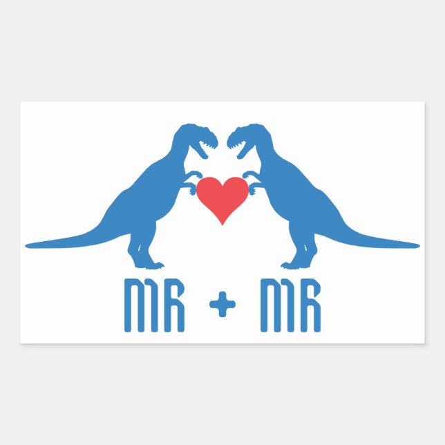 Mr+Mr- Love is Love Dinosaurs Rectangular Sticker (Front)