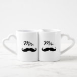 Mr. & Mr. Moustache & Moustache Coffee Mug Set<br><div class="desc">The perfect gift for any couple,  the fun and modern design features a black moustache with "Mr." wording.</div>