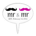 Mr & Mr Moustache Wedding Cake Topper