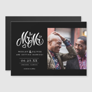 Mr. & Mr. Script - Save the Date with Photo Magnetic Invitation