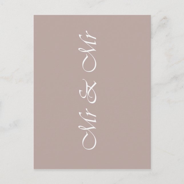 Mr & Mr Typography Beige Postcard (Front)