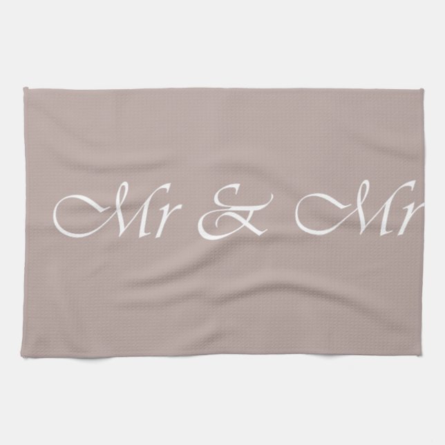 Mr & Mr Typography Beige Tea Towel (Horizontal)