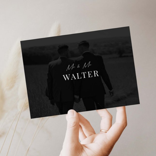 Mr & Mr Wedding Photo Thank You Card (Creator Uploaded)