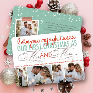 Mr & Mrs 1st Christmas Holiday Photo Collage Card