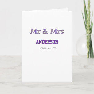 Mr & Mrs add family name date simple stylish moder Card