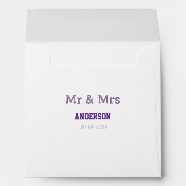 Mr & Mrs add family name date simple stylish moder Envelope (Back (Bottom))