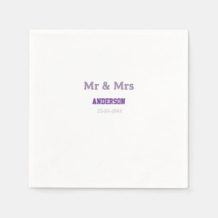 Mr & Mrs add family name date simple stylish moder Napkin