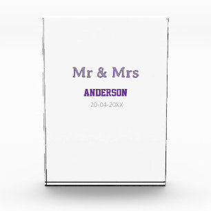 Mr & Mrs add family name date simple stylish moder Photo Block