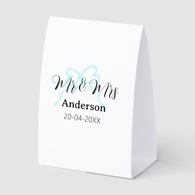 Mr & Mrs add family name date year wedding bow (Front)
