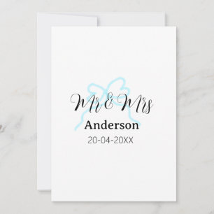 Mr & Mrs add family name date year wedding bow Invitation