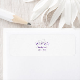 Mr & Mrs add family name date year wedding bow Return Address Label