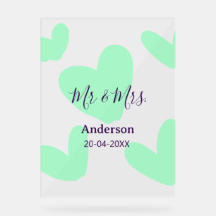 Mr & Mrs add family name date year wedding favor Acrylic Sign