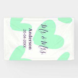 Mr & Mrs add family name date year wedding favor Banner